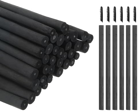 sourcing map Willow Charcoal Sticks, 7-9mm Willow Charcoal Pencils Soft Sketch Vine Art Supplies Set for Drawing Sketching Shading Painting Artists Beginners (Black, Pack of 50)