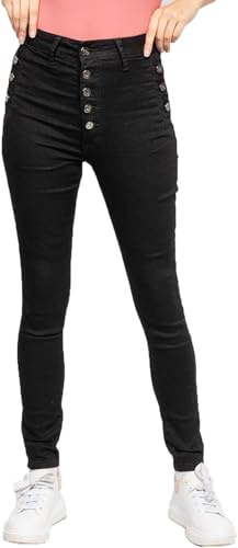 Glook Donna Jeggings Vita Alta Elasticizzati, Jeans Skinny con 5 Bottoni, Slim Fit Comodi e Morbidi (M, Jeggings Nero)