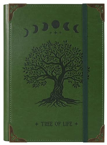 TIEFOSSI A5-Ringbuch mit 6 Ringen Tagebuch für Frauen und Männer, Hardcover Notizbuch aus PU-Leder, Vintage-Baum-Notizbücher, College Lineatur für Schule, Arbeit, Reise & Organisation