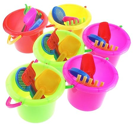 Toyvian Juego de Juguetes de Playa para Niños 6 Sets de Plástico Ligero, Incluye Cubo y Pala, Adecuado para Interacción y Aprendizaje Arena Estilo Aleatorio
