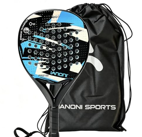ianoni Padel Racket Carbon Fiber Surface with EVA Memory Flex Foam Core POP Padel Racquts-8100-sky blue