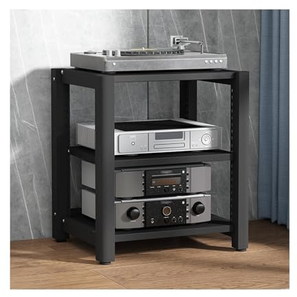 HiFi Stereo Stand Audio Tower Rack Regolabile In Legno AV Media Stand Mensola Angolo per CD DVD Giradischi Display 3Tier Theater Furniture (nero)