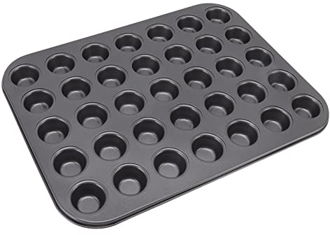 Tomedny Mini teglia per muffin, teglia piccola per cupcake per cottura Stampo per muffin in acciaio al carbonio Utensile da Rilascio senza sforzo per l'uso quotidiano (35 Griglie)