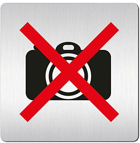Türschilder24 XXL Schild - Türschild (B) • 125 x 125 mm • Fotografieren verboten (Rot) • 1,5 mm Aluminium Vollmaterial • 100% Made in Germany