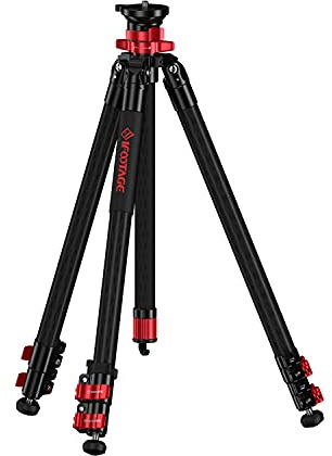 IFOOTAGE Trépied Vidéo en Fibre de Carbone 65/165cm,3 Sections avec Pôle Central,Charge Maximale 17.6lbs/8kg,pour la Photographie Vidéo Canon, Nikon, Sony DSLR Caméscope,Trépied Gazelle TC6S