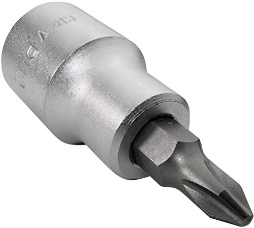 Aerzetix - C45083 - Douille Tournevis 1/2 pour vis Cruciforme Phillips - Monobloc PH2x55mm - Embout pour Clé/Cliquet Manuelle/Pneumatique - en Acier CR-V - Couleur Argent