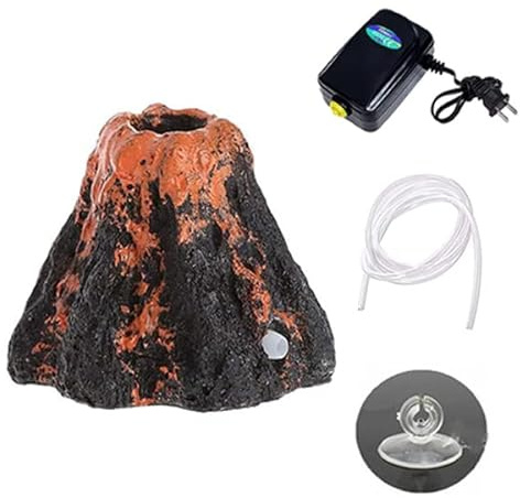 Tingz 1 Satz Aquarium-Dekoration Vulkan，Aquarium Dekoration Mit Luftpumpe ， Vulkan Form Aquarium Blasen Stein Wird zum Dekorieren von Aquarien verwendet, um den Sauerstoffgehalt im Wasser zu erhöhen.