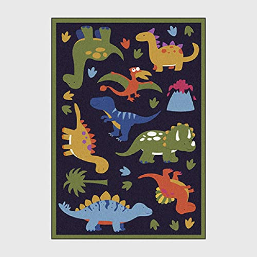 SRTJURFG Kinderteppich große Baby-Spieldecke modernen Design Baby Krabbeldecke Cartoon niedlicher dunkelblauer Wald Kleiner Dinosaurier 160×200M