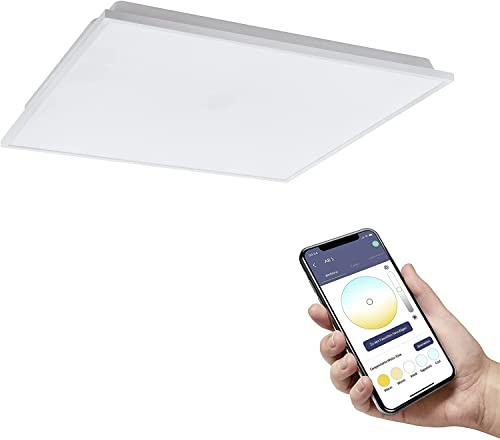 EGLO connect.z Smart-Home LED Panel Herrora-Z, Deckenlampe L x B 45 cm | ZigBee, App und Sprachsteuerung Alexa, Lichtfarbe einstellbar (warmweiß-kaltweiß), dimmbar