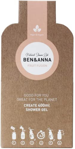 Ben&Anna Duschgel FRUIT FUSION. Zertifizierte Naturkosmetik in der kompostierbaren Papierverpackung. Ohne Plastik. Gewinner: Peta Vegan Award als beste nachhaltige Marke. Made with LOVE in the EU.