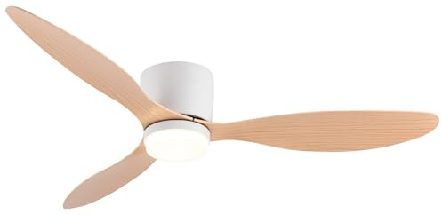 GESUM 52 Inch Ceiling Fan with Lights, Flush Mount Quiet Ceiling Fan with Remote Control, Reversible DC Motor, 6 Speeds for Indoor Outdoor