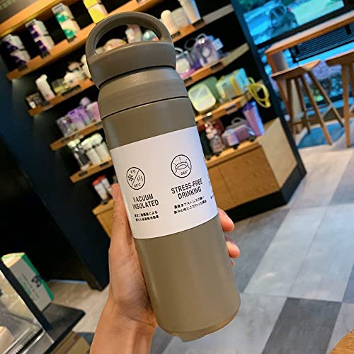 Termos för vatten 350ML 480ML Termokopp Rostfri vakuumkolv Vattenflaska Resemugg, Grågrön,350ml