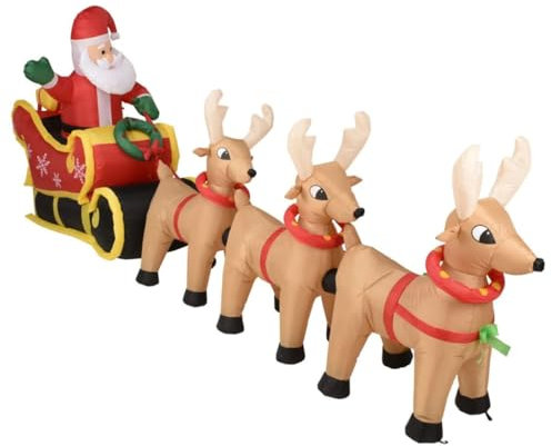 Revera Ambiance Weihnachtsmann mit Schlitten, aufblasbar, LED, 340 cm