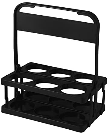 KAREN66 Flaschenregal Kunststoff Flaschenträger für 6 Flaschen, Flaschenkorb mit Griff Flaschenhalter Flaschen Tragekorb 27 x 18 x 33 cm (LxBxH) (Schwarz)