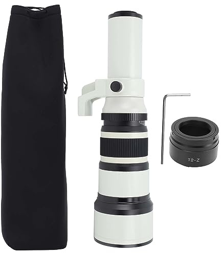 500mm Manueller Fokus Tele Objektiv mit T2 Z Mount Adapter fürZ Spiegellose Kameras (Weiß)