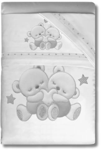 Palla Pallina Set 5 Pezzi Piumotto Sfoderabile+Lenzuola Lettino 100% Cotone+Lenzuolo Sotto con Angoli Federa Traspirante Bambino Idea Regalo Made in Italy (LETTINO, MY FAMILY, GRIGIO)