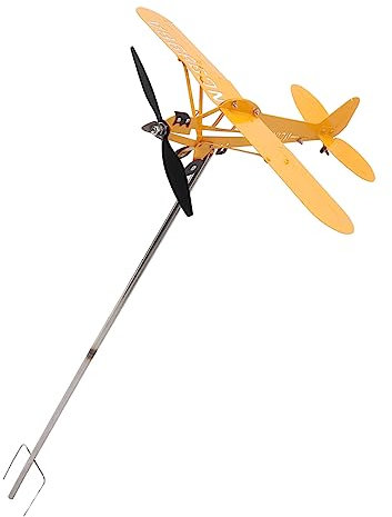 SWLECA Segnavento per aeroplano, 3D in metallo, a forma di aeroplano, decorativo, per tetto esterno, indicatore di direzione del vento, decorazione da giardino (grande 50 cm)