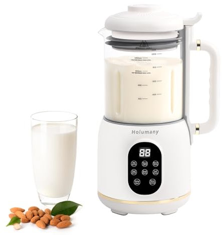 Máquina para hacer leche de nueces de 35 onzas para leche de almendras, avena, soja con programas automáticos 8 en 1, inicio de retardo de 18 horas y autolimpieza de 60 segundos, funcionamiento