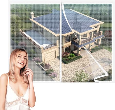 Fliegengitter BalkonFenster 210x80cm Netz Magnetischer Fliegenvorhang Moskitonetz,Auto Schließen,magnetische Adsorption,für Türen/Patio Weiß