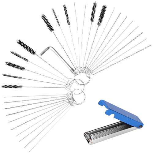 4 Set Carb Cleaner, Carburetor Cleaner, 20 Cleaning Needles, 13 Cleaning Wires Set,10 Nylon Brushes, 1 Stainless Steel Wrench Tool for Motorcycle ATV Moped Welder Carb