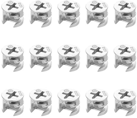 15 dadi di chiusura a camme per mobili, 11,6 x 10 mm, connettore per mobili, in lega di zinco, eccentrico, ruota a camme, giunto di bloccaggio, dado e mobili, collegamento a camme