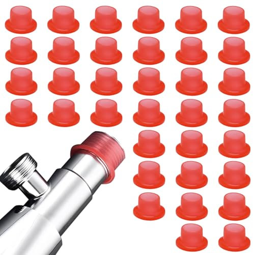 Chausa 35 Stück Wasserhahn Auslaufsichere Dichtung, G1/2 Dichtungssatz Sanitär Wasserhahn Dichtung für Silikon Wasserhahn Ersetzt Dichtungsringe Anschluss Dichtungen (Rot)