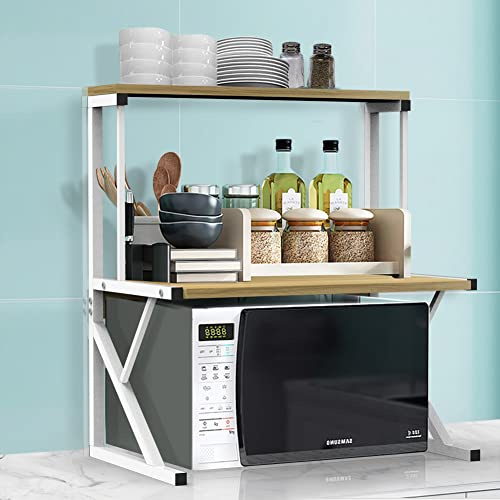 OHMG Support de Four à Micro-Ondes Étagère de Cuisine pour Four à Micro-Ondes Étagère Stable en Bois pour Four Micro-Ondes en Acier au Carbone pour Bureau (65 * 54 * 30cm（C）)