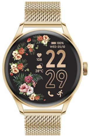 ICE-WATCH - Ice Smart 2.0 Gold Milanese Band 1.2 AMOLED - Montre connectée dorée pour Femme avec Bracelet en Acier Inoxydable - 024655 (1.20 Pouces)