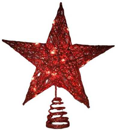 TTETTZ Weihnachtsbaumspitze mit 3D Licht, Christbaumspitze Beleuchtet, Beleuchtet Außen Rot Aus Metall für Festliche Anlässe, Christbaumschmuck, Rot