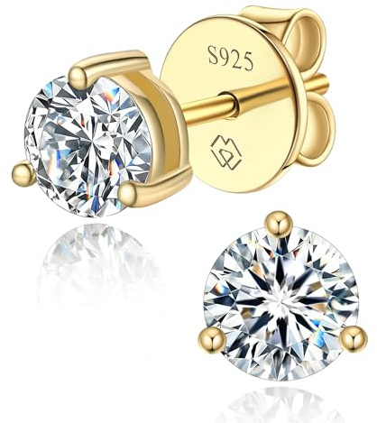 MomentWish Pendientes Moissanita Mujer 0,5 Quilates Oro Plata 925