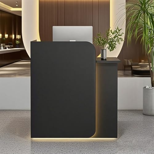 Poxvythb Bancone Negozio Cassa Tavolo, Reception Estetica, Banco Reception Ufficio, per Ufficio,Hotel,Negozi di Abbigliamento,Pasticcerie,Frutterie(Nero)