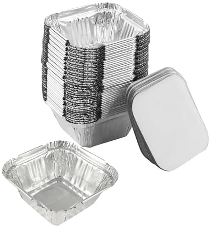 Eason Bros - 50 x Aluminium Foil Food Takeaway Containers with Lids (120ml) - Small Disposable Aluminum Foil Containers for Meal Prep, Sides & Desserts - Sturdy, Leakproof, Oven Safe & Eco-Friendly