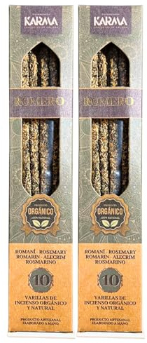 Pack 2 Cajas DE Incienso ORGÁNICO Natural DE Romero Hecho A Mano (10 Varillas por Caja).