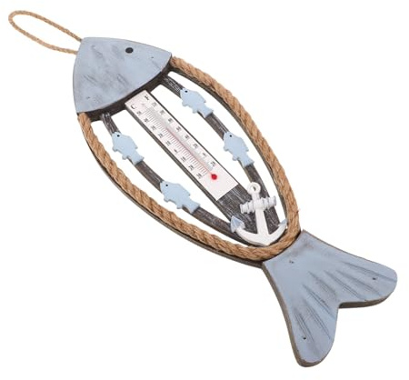 VICASKY Nautical Fish Bone Wandthermometer Wetterfestes Küsten-dekor Funktionaler Gartenthermometer für Terrasse Flur Küsten Wandkunst mit Präziser Temperaturanzeige