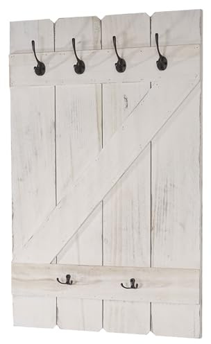 Berlinlodge Wandgarderobe HxBxT 91x60x10cm 6 Haken Weiß shabby Garderobe Garderobenpaneel
