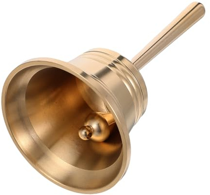 CLISPEED Messing Handglocke Metall Tischklingel mit Klöppel Robuste Kupfer Glocke für Restaurant Service Klare Resonanz Vielseitig als Empfangs Meditationsglocke Geeignet