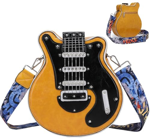 Borsa per chitarra Borsa a tracolla per pianoforte, in pelle PU, unica ed elegante, 11x4x12 pollici, con chiusura a cerniera, con tracolla regolabile, resistente ai graffi, per ragazze e donne (G.