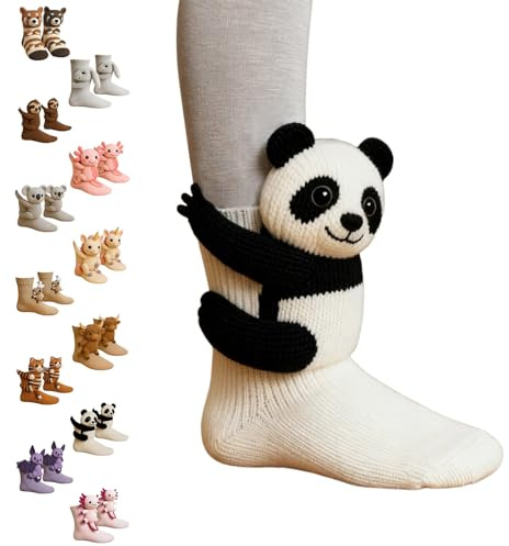Générique Chaussettes Rigolotes,Animal Socks,Chaussettes Antidérapantes Femme Hiver,Chaussette de Sol Pour Ménage Noel,Chaussette 3D Animaux Crochetées Animaux Tendance,Décontractées