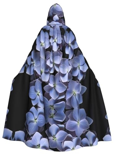 QAZWZML Cape à capuche imprimée hortensia mauve pour adulte, capuche à large bord avec nœud papillon, convient pour les fêtes costumées