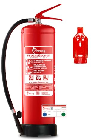 FireLoq 6L Fettbrand Feuerlöscher für Brandklasse ABF mit 34A 233B 75F ergibt 10LE Dauerdruck inkl. Prüfnachweis,Wandhalter und Manometer