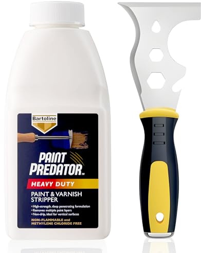 Paint & Varnish Stripper 500ml with 13-in-1 Scraper Tool Kit – Heavy Duty Paint Remover for Wood, Metal, Plaster, Concrete & Glass – Professional Paint Predator Solution