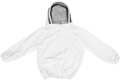 Tuta Protettiva Api Giacca da Apicoltore con Doppia Cerniera, Taglia Media, Grigio o Bianco - Sicurezza e Comfort, Tessuto Traspirante, Ideale per Apicoltura Professionale (Bianca)
