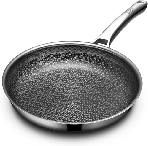 LigtSpce Non Stick Frying Pans, 12 inch Hybrid Frying Pans Nonstick,non stick Stainless Steel Skillets, Dishwasher/Oven Safe Cookware, Induction Compatible, PFOA Free Cookware