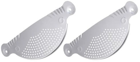 CATIEBYE 2pcs Stainless Steel Semicircle Pot Strainers Pan Drainers Water Draining Sieves for Kitchen Cooking and Pasta Preparation