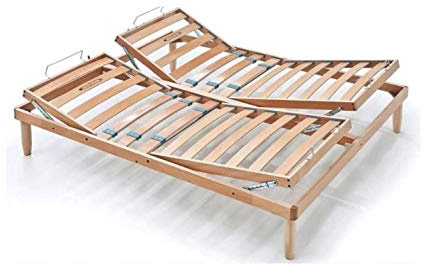 EVERGREENWEB Bettgestell mit Lattenrost 160x200cm aus Buchenholz, 2 gesonderte Manuelle vestellbare Kopf und FÜßTEIL, Orthopädisch mit abnehmbare Beine inklusive, Verstärkte Struktur, Modell ORANGE