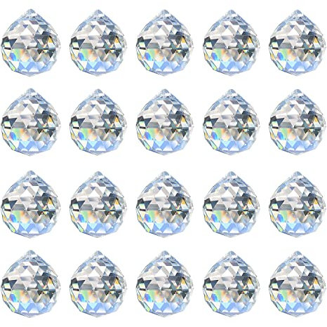MerryNine 20Pack Kristallkugel 0.8/20mm Prisma Sonnenscheinfänger Regenbogen Anhänger Maker, hängende Kristalle Prismen für Fenster, für Feng Shui, für Geschenk (Clear)
