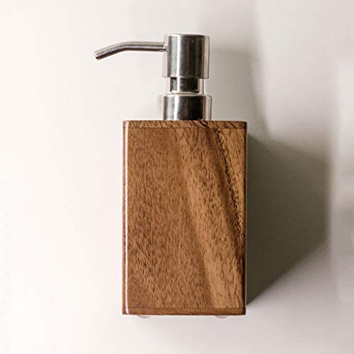 WGYDREAM Soap Dispensers, Standing Wooden Liquid Soap Dispenser Pump, Walnut Manual Push Press Soap Bottle for Bathroom Kitchen, 200 ml