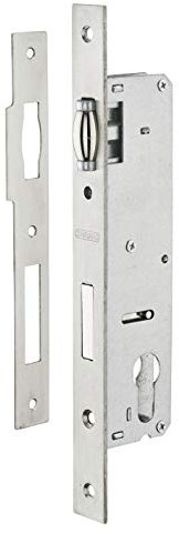 THIRARD - Serratura Infilare a Rullo a Cilindro per Carpenteria Metallica - Asse 30 mm - Bordi Quadrati - Zincato - Cassa Acciaio - Frontale Inox - Scrocco Lega Nichelata - Controparte Inox - Grigio