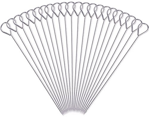 HONSHEN 8 Inch Metal Kabob Skewers, BBQ Skewers,Reusable Stainless Steel Barbecue Skewer Sticks for Grilling Kebob Meat Chicken Vegetable Appetiser,Pack of 30 (8 inch Skewers 30P)
