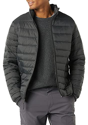 Amazon Essentials Men's Packable Lightweight Water-Resistant Puffer Jacket (Available in Big & Tall), Dark Grey, Medium